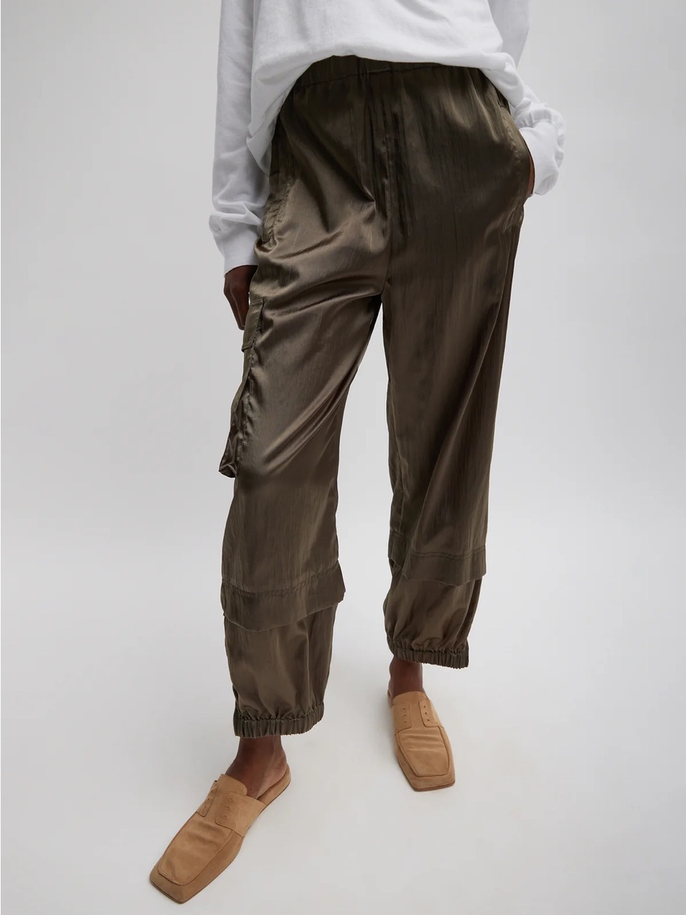 Tibi Shiny Nylon Pull On Wilt Jogger